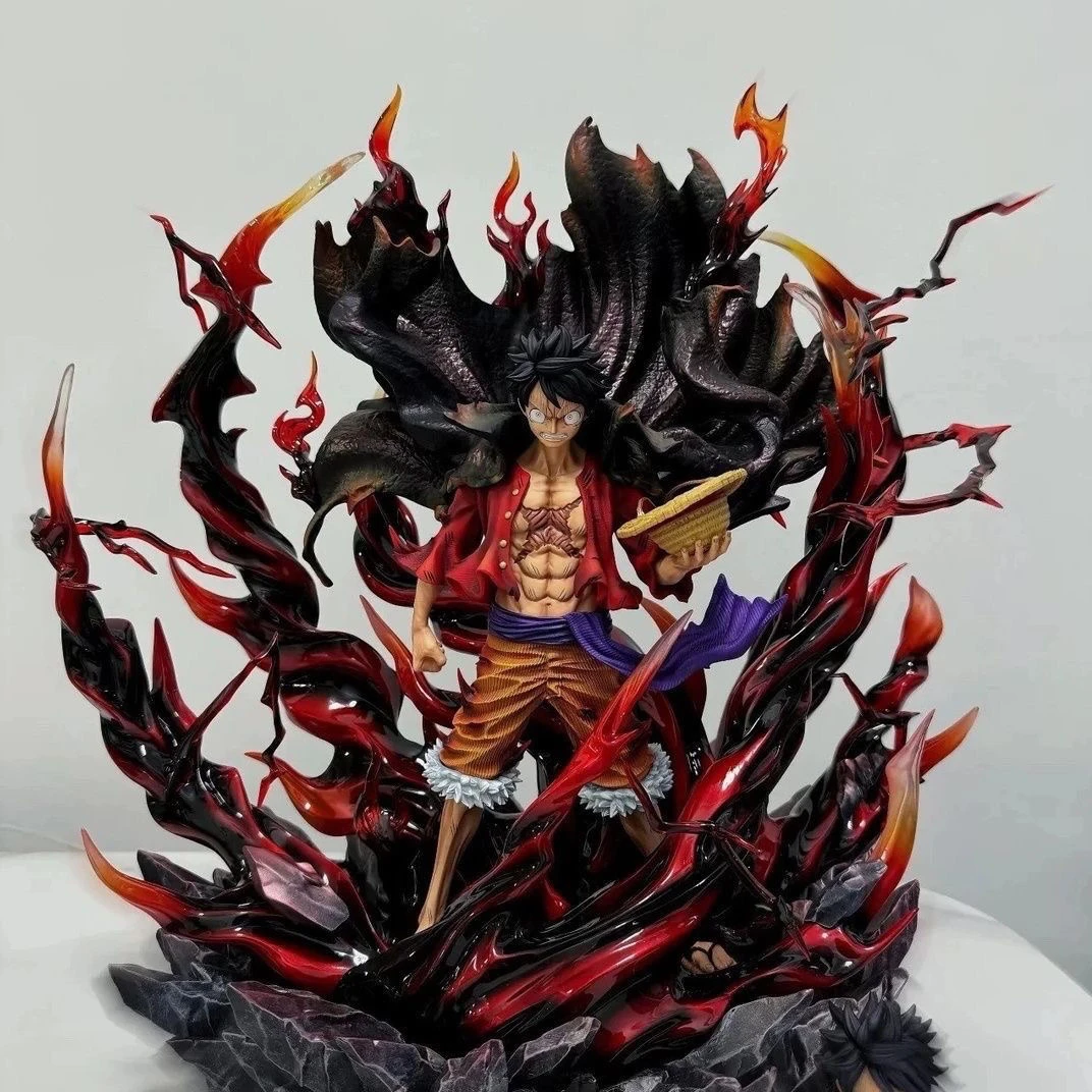 Genuíno 40cm uma peça macaco d. Luffy gk haoushoku haki anime figura de ação modelo colecionável luminescência resina estátua presente