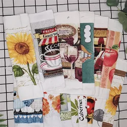 1Pc 30x30cm Square Fruit Flower Cotton Terry Printed Absorbent Kitchen Tea Towel Dish Cleaning Cloth