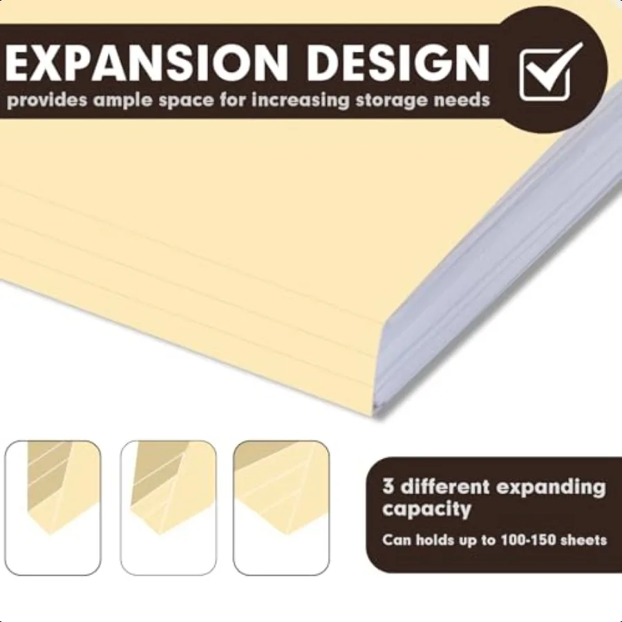 Confezione da 60 cartelle di file Manila con 1 linguetta rinforzata a 3 tagli e 2 elementi di fissaggio per organizzare file medici e documenti da ufficio