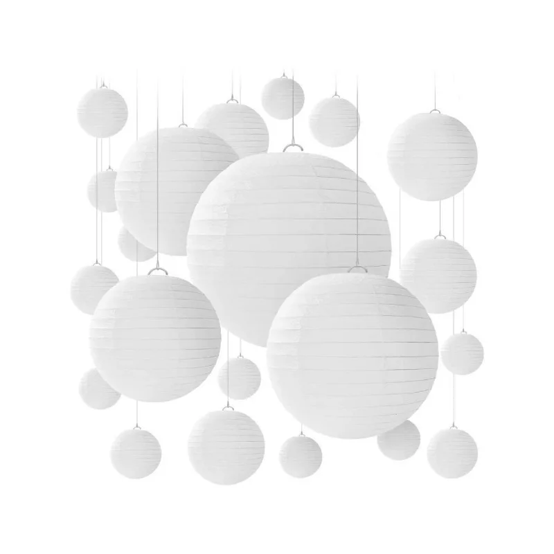 Hot selling 1Pc hanging white Paper Lanterns holiday wedding party decoration 4/6/8/10/12/14/16inch children's painting supplies - Detail 1