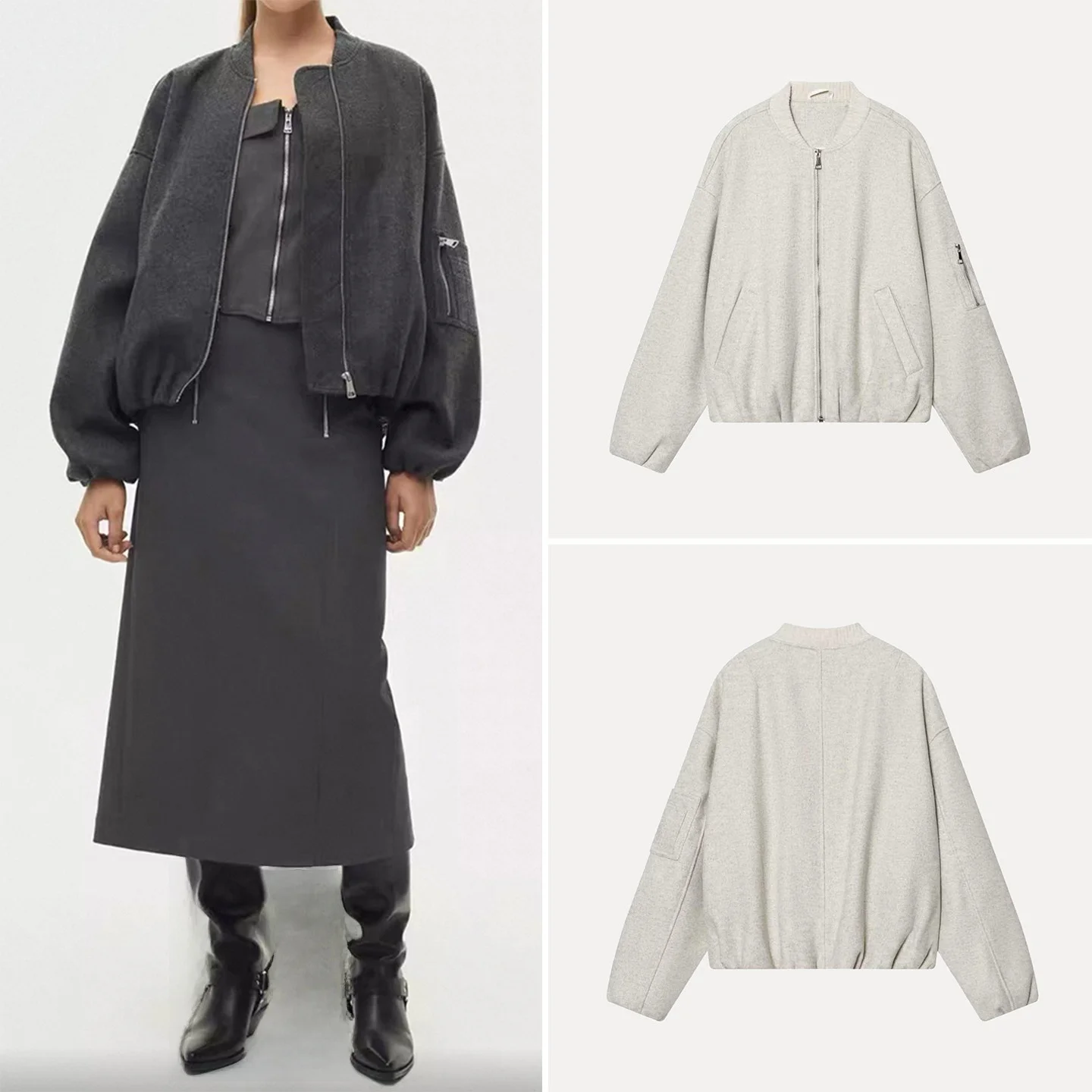 

Z Women's Casual Loose Slimming Pilot Jaet Stand Collar Long Sve ort Coat Commute Sle Winter Faion Outerwear