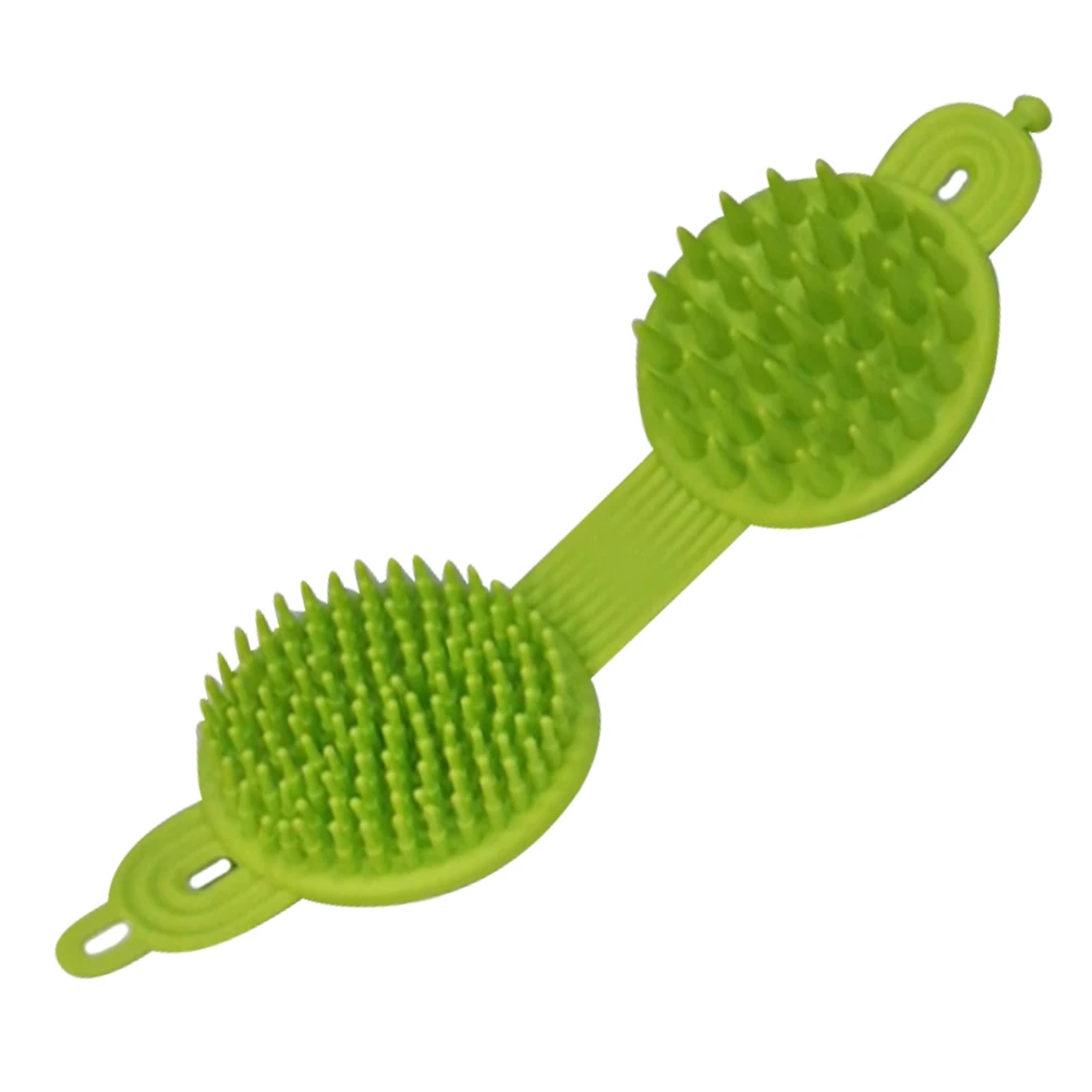 

Soft Double Sided Silicone Shampoo Brush Scrubber Green Scalp Exfoliator Bath Shower Hair Tool Relaxation