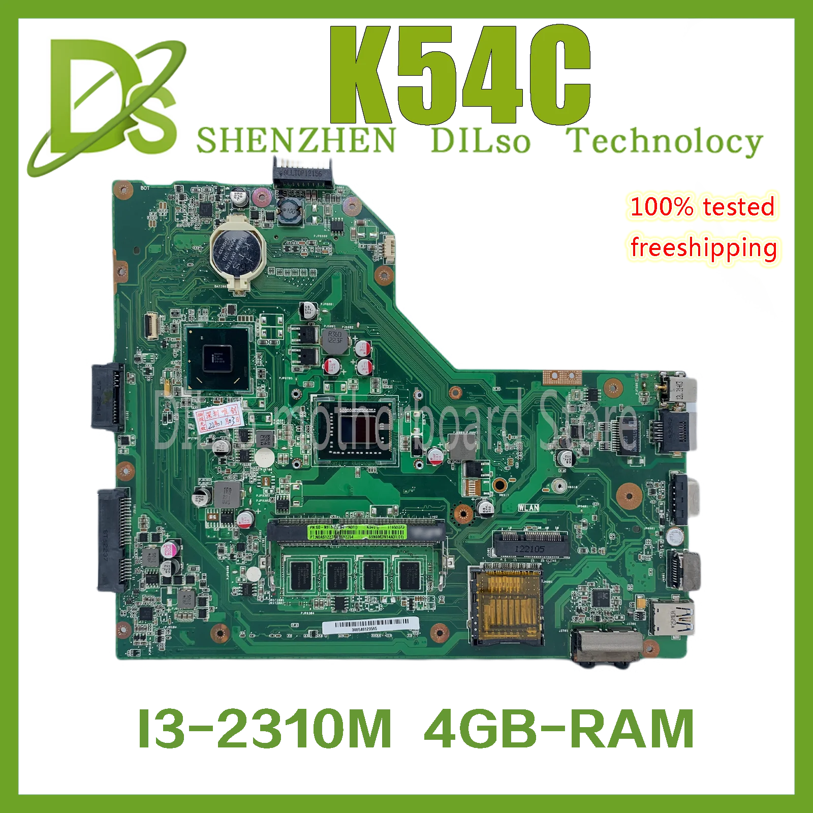 Placa base KEFU K54C para ASUS X54C K54HR K54C K54L X54L placa base para ordenador portátil I3-2310M trabajo de prueba 100% placa base de trabajo original