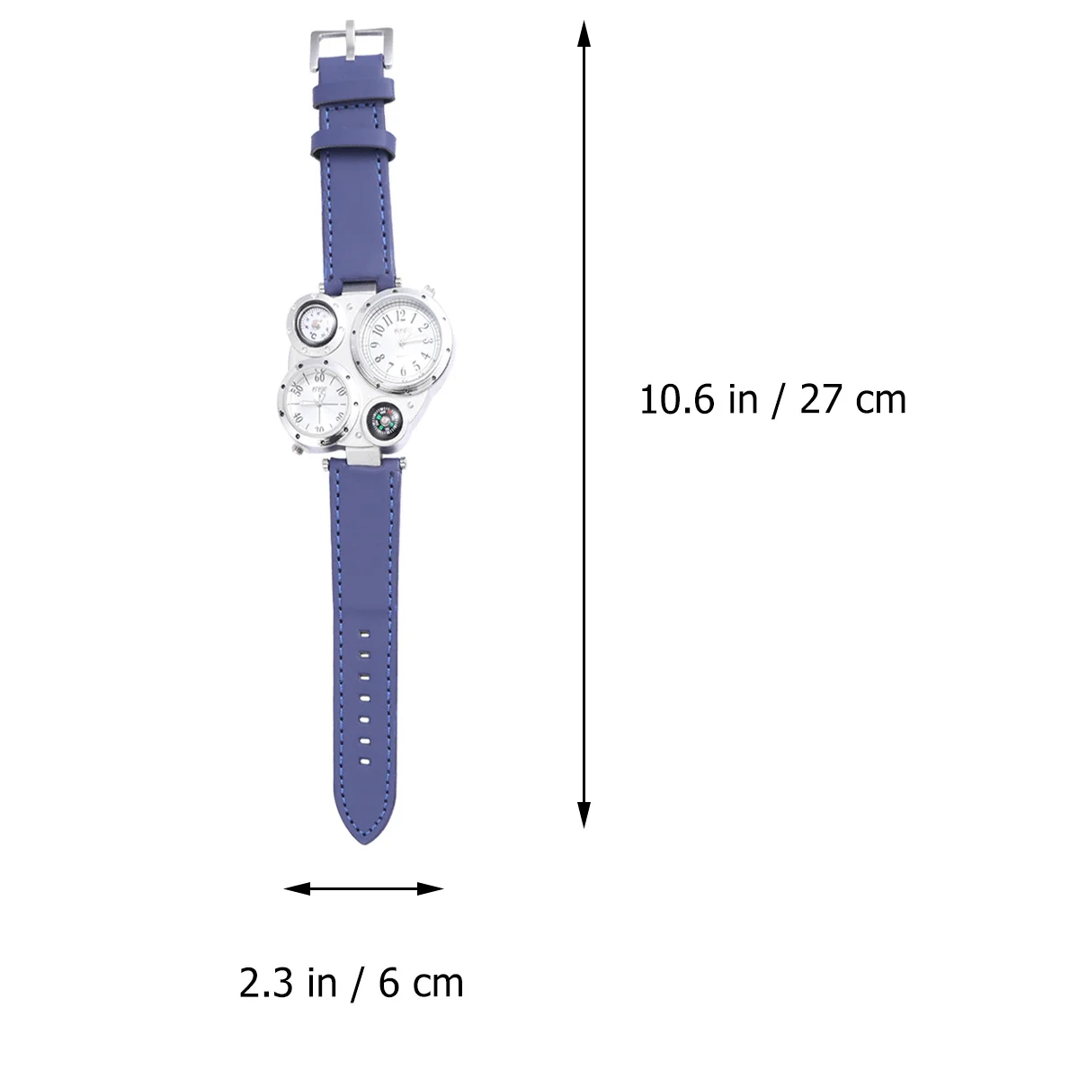 

Dual Thermometer Compass Men'S Quartz Watch For Multi Time Display Watch Outdoor Sports Blue Color