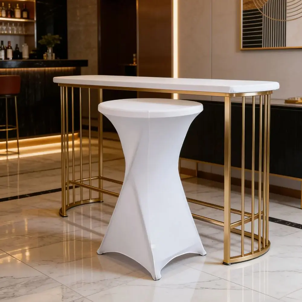 Wedding Birthday Party Decoration Cocktail Spandex Table Covers Round Cloth High Bar Banquet Hotel  Show Solid Colour