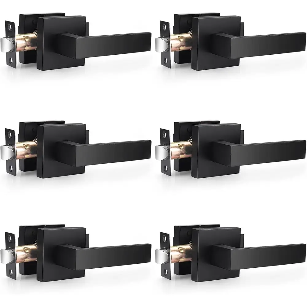 

Матовые черные квадратные проходные рычаги для зала и шкафа, прочные внутренние дверные ручки без ключа, двусторонние для левой или правой стороны