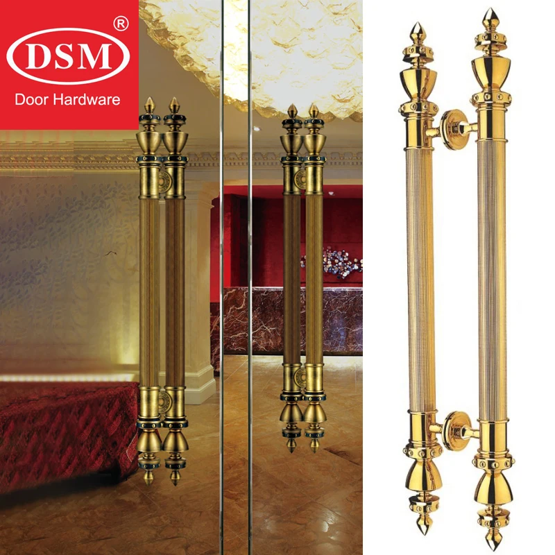 1000mm Golden Entrance Door Pull Handle Wooden Metal Doors Push Pull Brass Round Bar Handles PA-268