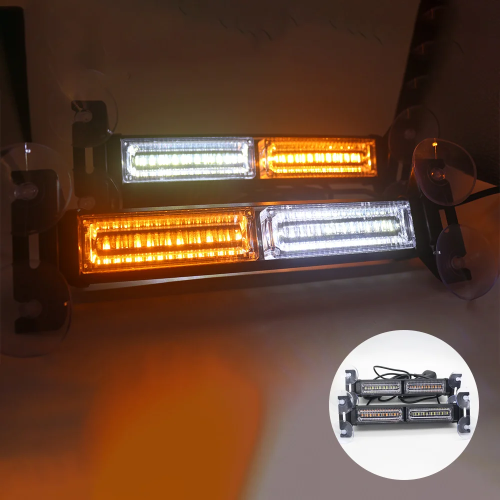 2in1 12V 24V LEDストロボライト 緊急フラッシュ警告灯 フロントガラスバー 赤青黄白緑 車用ライトアセンブリ
