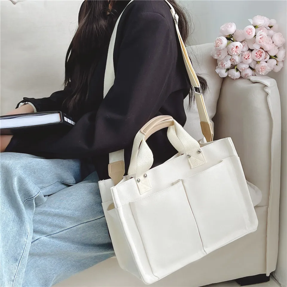 

Ladies Designer Handbag Women's School Messenger Bags For Women Shoulder Solid Large Capacity Casual Canvas Shoulder Female Bags