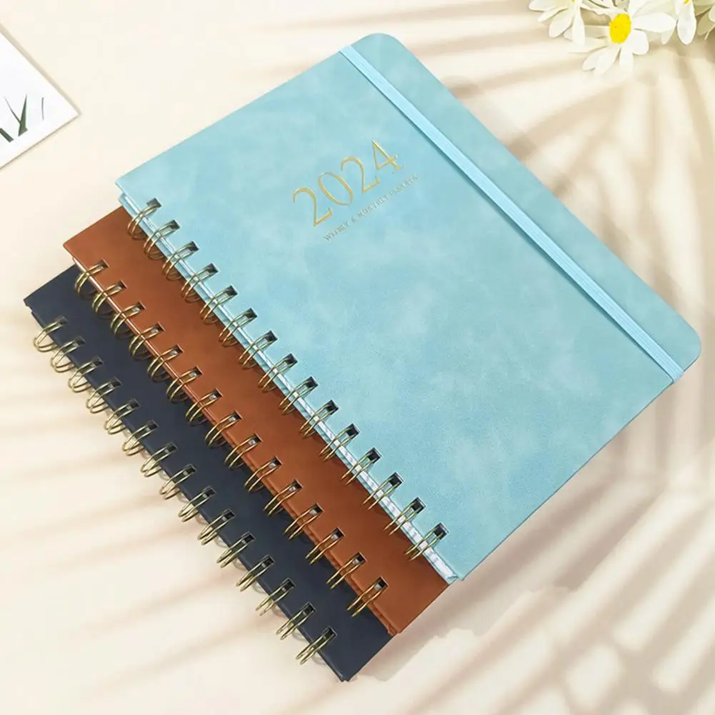 A5 Diary Agenda Notebook Smooth Writing Schedule Book Thickened Page Coil Ring 2024 Weekly Planner Notebook Gift Daily Journal