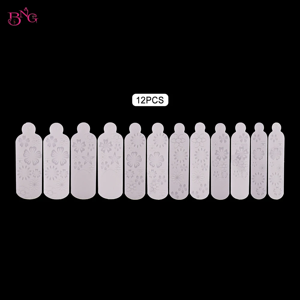 12PCS Flowers Silicone Dual Nail Forms Mold Sticker Manicure Stickers for Poly Nail Gel Forms French Nail Art Molds Silicone Pad