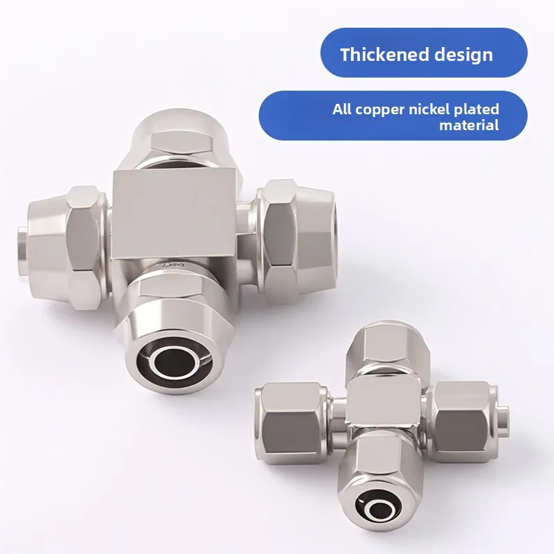 الاتصال السريع 4 طريقة النيكل مطلي النحاس تركيب خرطوم هوائي الصليب 8PU أنبوب قفل الجوز موصل الهواء PZA6 10 #4