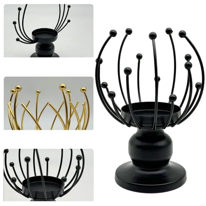 Elegant Wrought Iron Holder Candlestick Metal Centerpiece for Table Dining & Bedroom Ambiances Q5WC