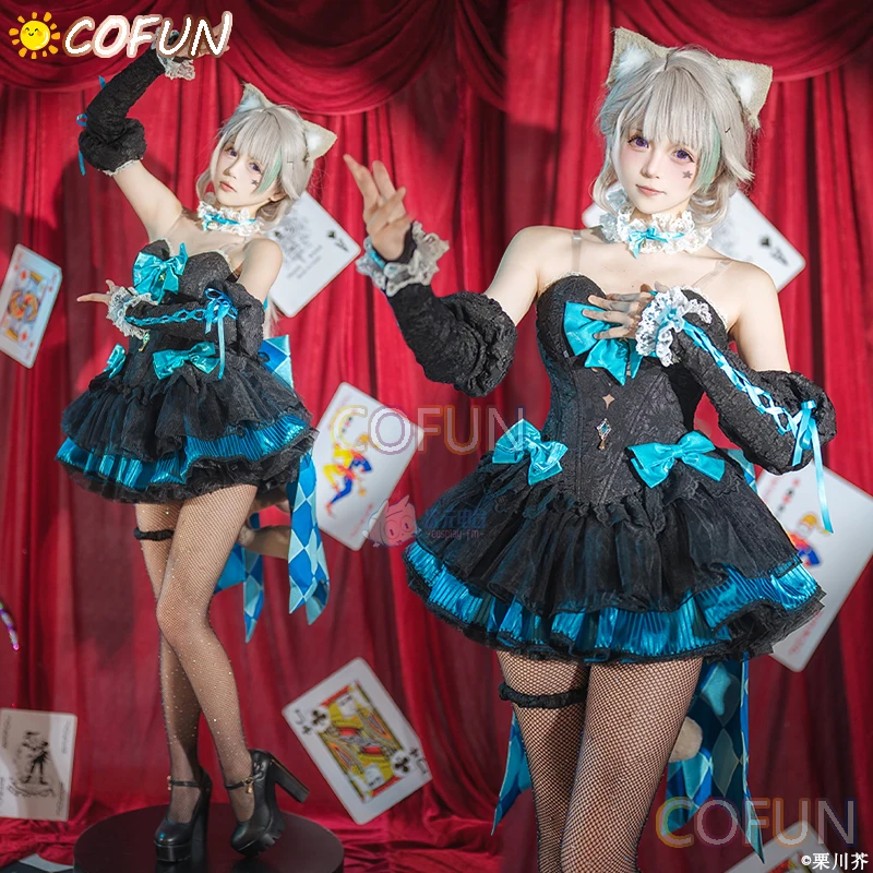 COFUN Game Genshin Impact Fontaine Magician Assistant Lynette Ballet Skirt Cosplay Costume Halloween Outfits Women Dress