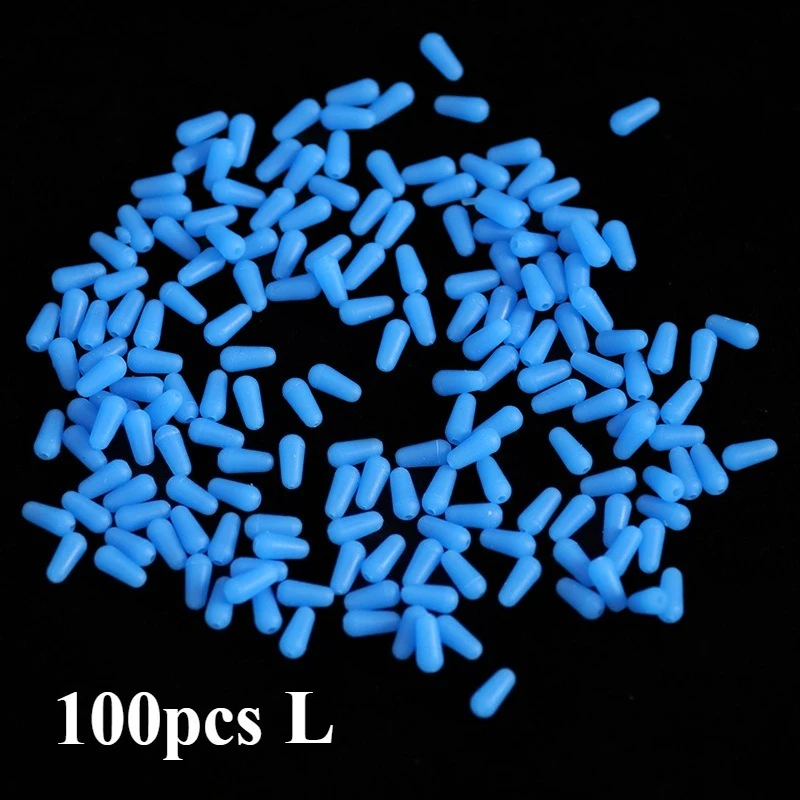 100 teile/los Anti-tangling Gummi Angeln Float Blau Oval Stopper Angeln Float Raum Bohnen SeaTool Angeln Bobber Zubehör