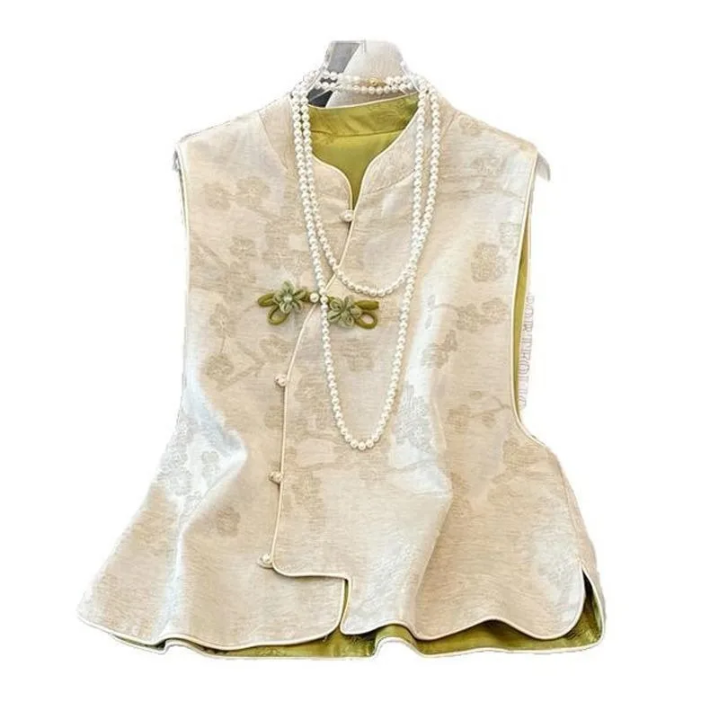 2026 New Early Spring Temperament Jacquard Crew Neck High-end National Style Top Chinese Style New Chinese Vest Women's Super
