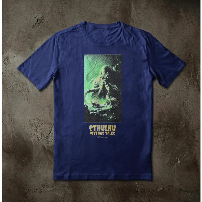 Cthulhu Mythos Cosmic Horror Tee, Eldritch Kraken Vintage Art All-season Casual Comfortable Base Layer T-shirt Unisex