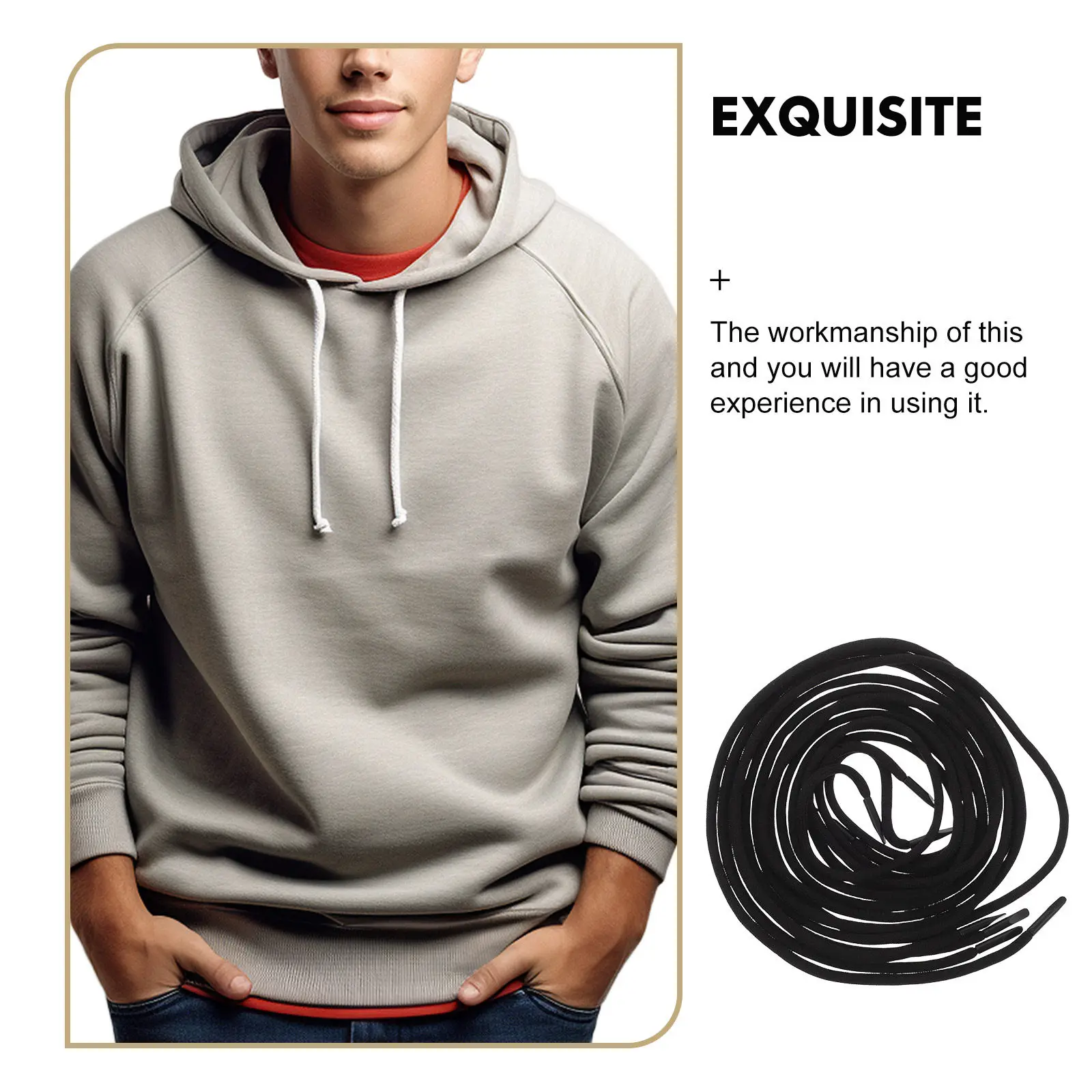 4Pcs Black Drawstring Cord Replacement for Sweatpants Hoodies Shorts Pants Jackets Sweatshirts Coats Scrubs Trunks Hood