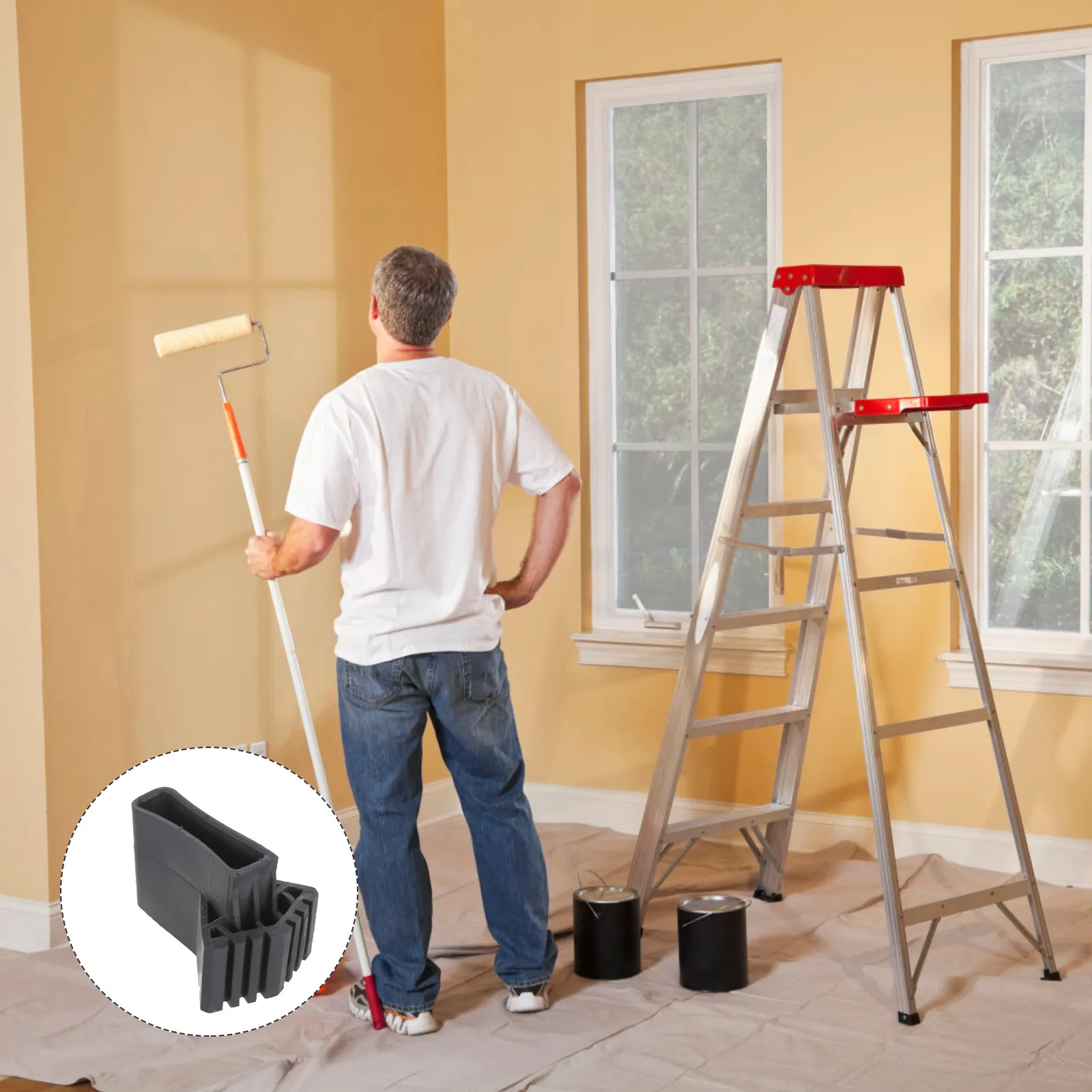 

5 шт. защитных накладок для ножек лестницы, нескользящие, простые в установке, практичные, с тонкой отделкой, для защиты пола