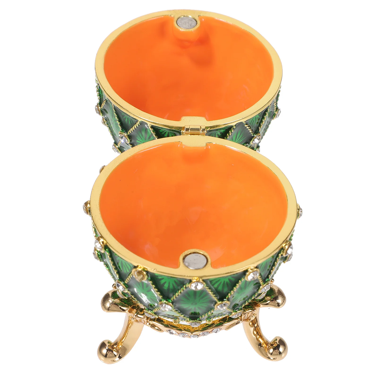 

Шкатулка для драгоценностей в форме яйца, эмалированная стразами, прочный органайзер для ювелирных изделий для ожерелья, браслетов, сережек, туалетного столика