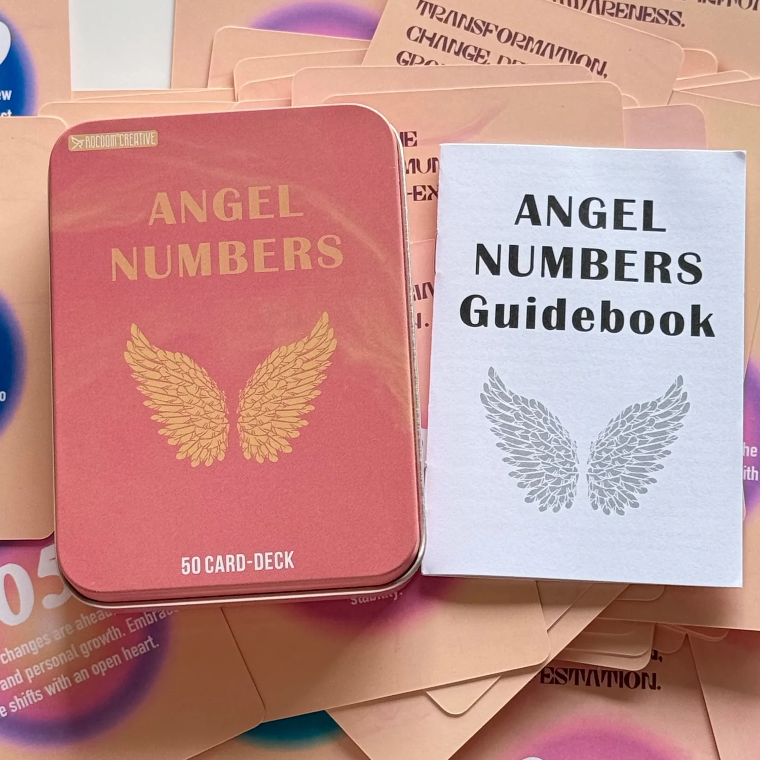 Jeu de Cartes Oracle des Nombres Angéliques dans une Boîte Métallique avec Instructions Papier pour Recevoir des Guideries Divines, Jeu de Société, Cartes des Émotions et des Messages