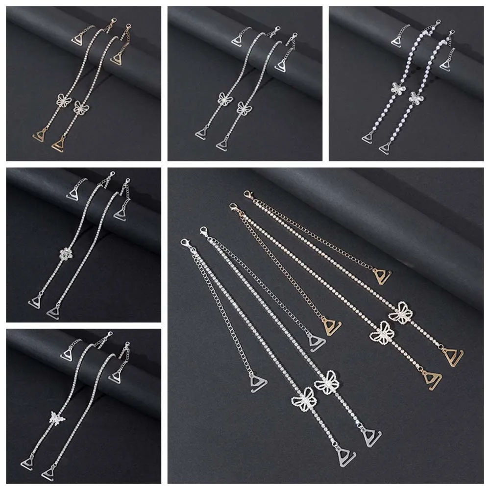 Butterfly Crystal Crystal Bra Shoulder Straps Intimate Accessories Anti-slip Buckle Belt Pearls Shoulder Straps Decorative