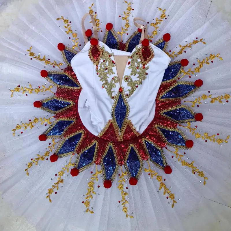 Joker Children's Ballet Skirt Professional Ballet Tutu Costume Clown Repertoire White Blue Competition Dress Tutu Skirt Adult