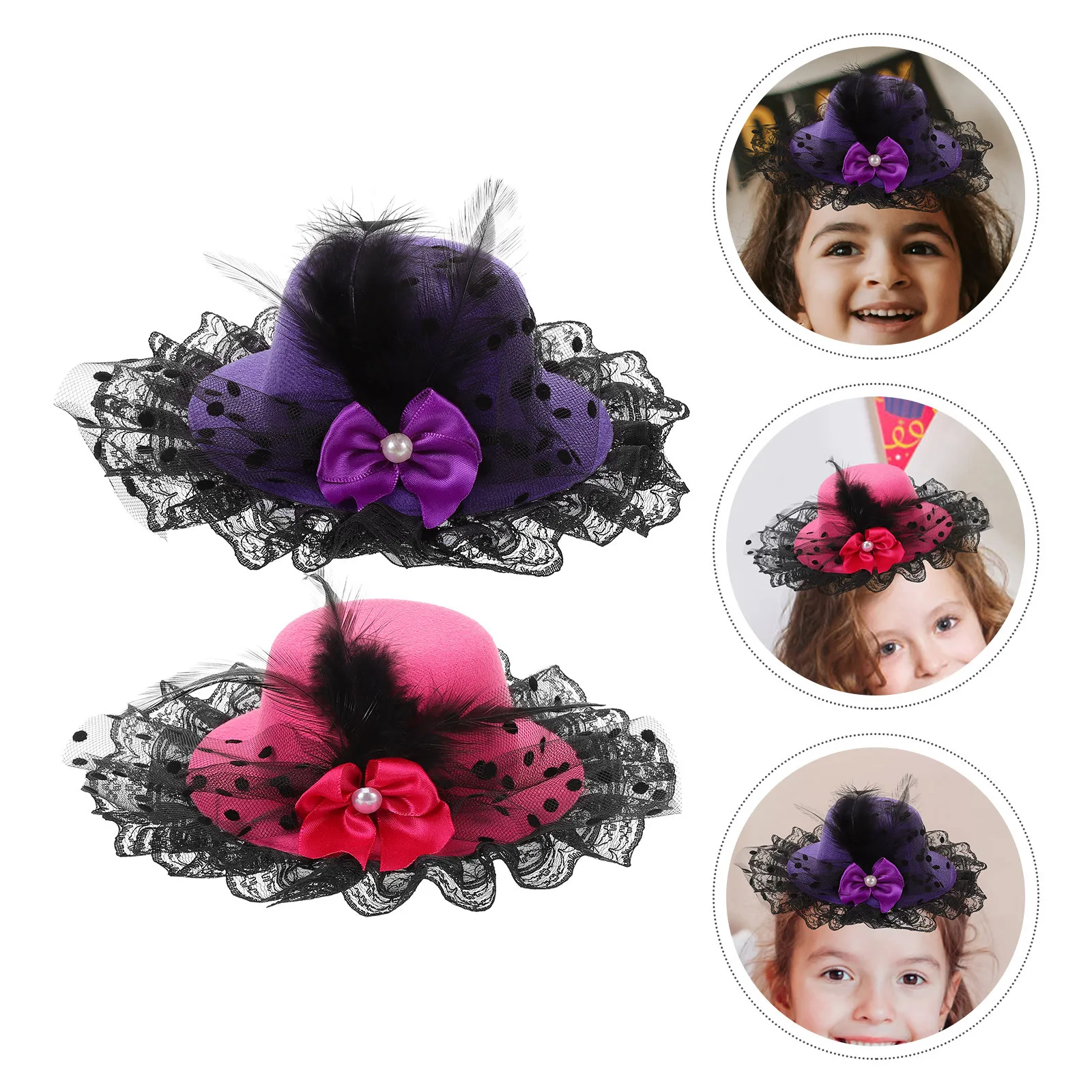 

2pcs Butterfly Bow Mini Top Hat Hair Clip Vintage Fascinator Decor For Retro Party Masquerade Steampunk Punk Costume Hair