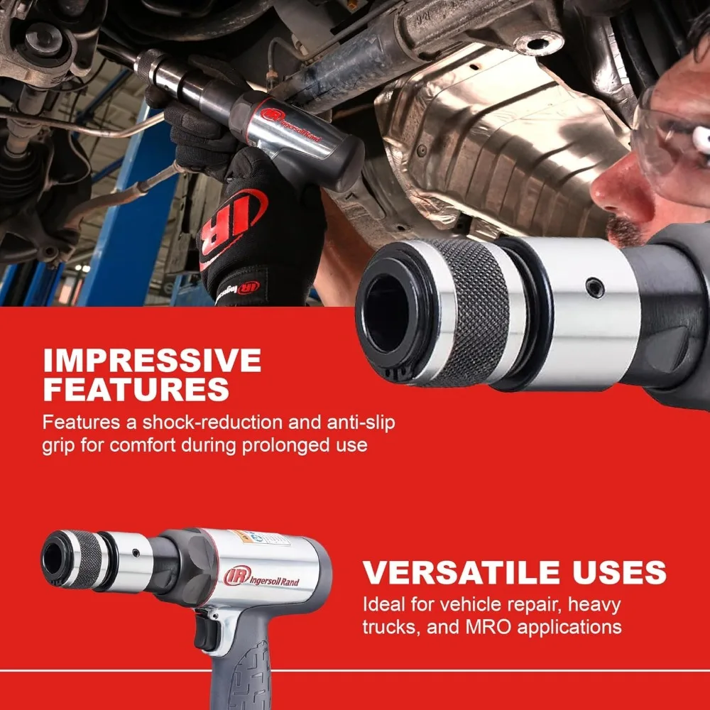 Martillo de aire de mango largo con retenedor de liberación rápida, antivibración y agarre cómodo, ligero, gris