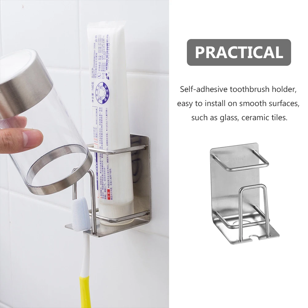 

Stainless Steel Holder Mouthwash Cup Rack Bathroom Teeth Cleaning Wall Mount Metal Wall Toothbrush Rack Storage ganizer