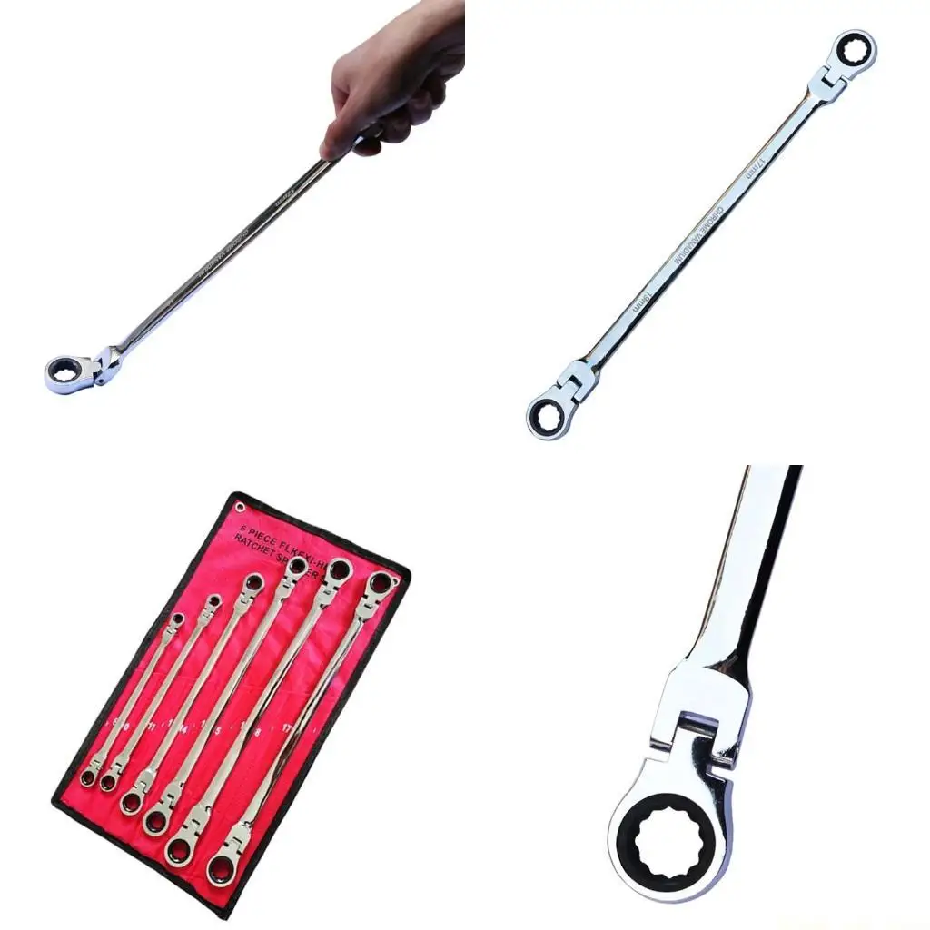 A2BE Ratchet Wrench Double Box End Flexible Head for Home Repairs Furniture Assembly