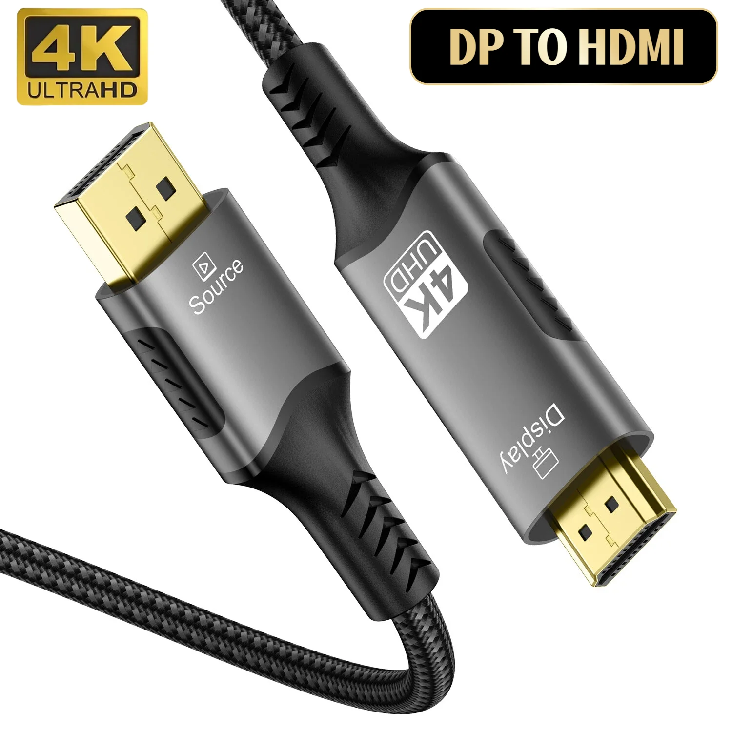

4K@60Hz DisplayPort to HDMI Cable Uni-Directional DP1.2 to HDMI2.0 Display Port Computer to HDMI Screen Converter for Monitor