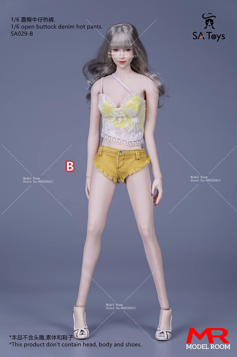 SA Toys SA029 1/6 Scale Lace Camisole Open Buttock Denim Hot Pants Clothes Model Fit 12-inch TBL PH Female Action Figure Body