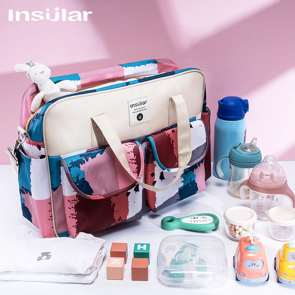 INSULAR Diaper Bags Portable Mommy Packages Fashion Crossbody Pockets Multi-functional Large Capacity Travel Maternity Nappy Bag