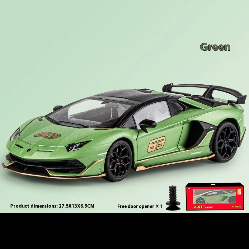 Grote 1/18 Aventador SVJ Supercar Model Simulatie Interieur Details Volwassen Collectie Ornamenten Jongen Cadeau Halloween Speelgoed