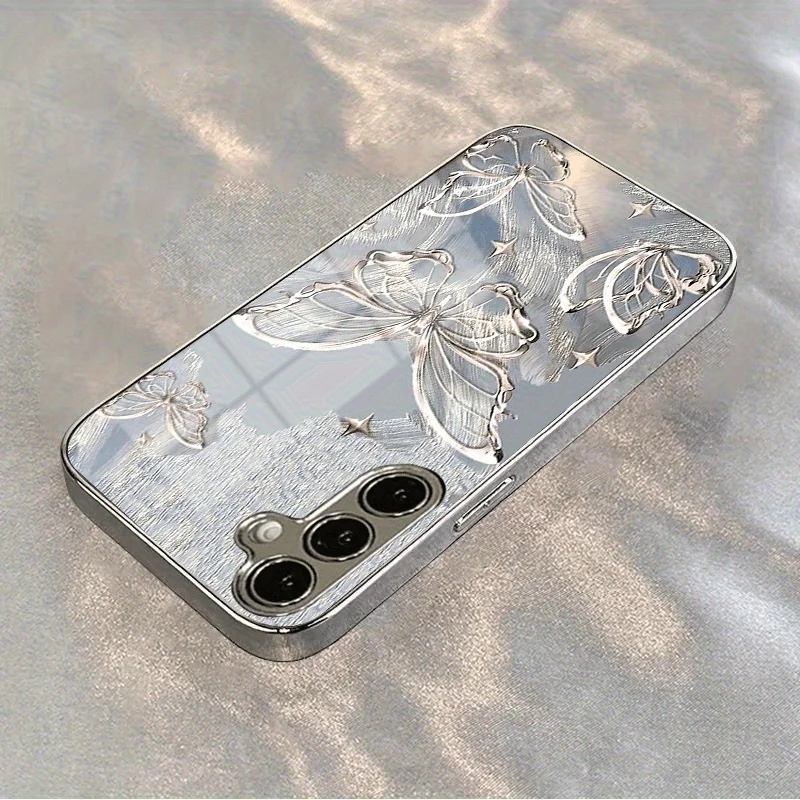 Golden Outline Butterfly Glass Case for Samsung Galaxy S26/S25/S24/S23 Ultra/S22 Ultra/S20 Ultra/56/A72/A73 Anti-drop protection