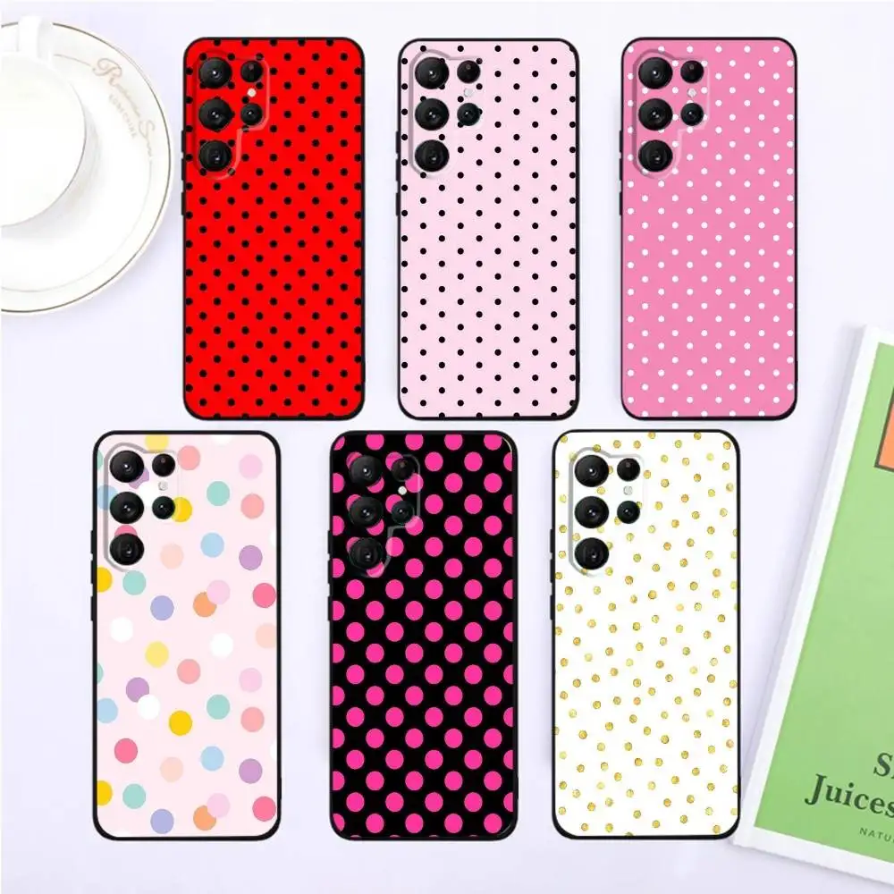 

Clear polka dot Art Phone Case For Samsung S25,S24,S23,22,21,Ultra,Pro,S10,S30Plus,20lite Black Cover