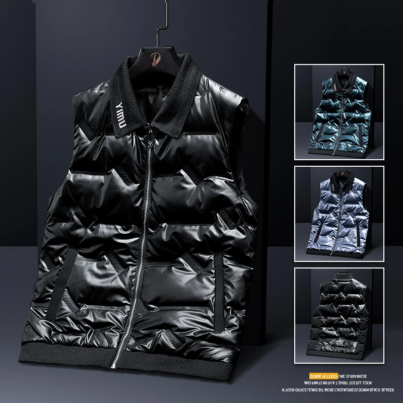 

Ветровка с воротником-стойкой, осень-зима, мужское теплое пальто, однотонный жилет на утином пуху, повседневный жилет без рукавов на молнии, верхняя одежда, мужская куртка