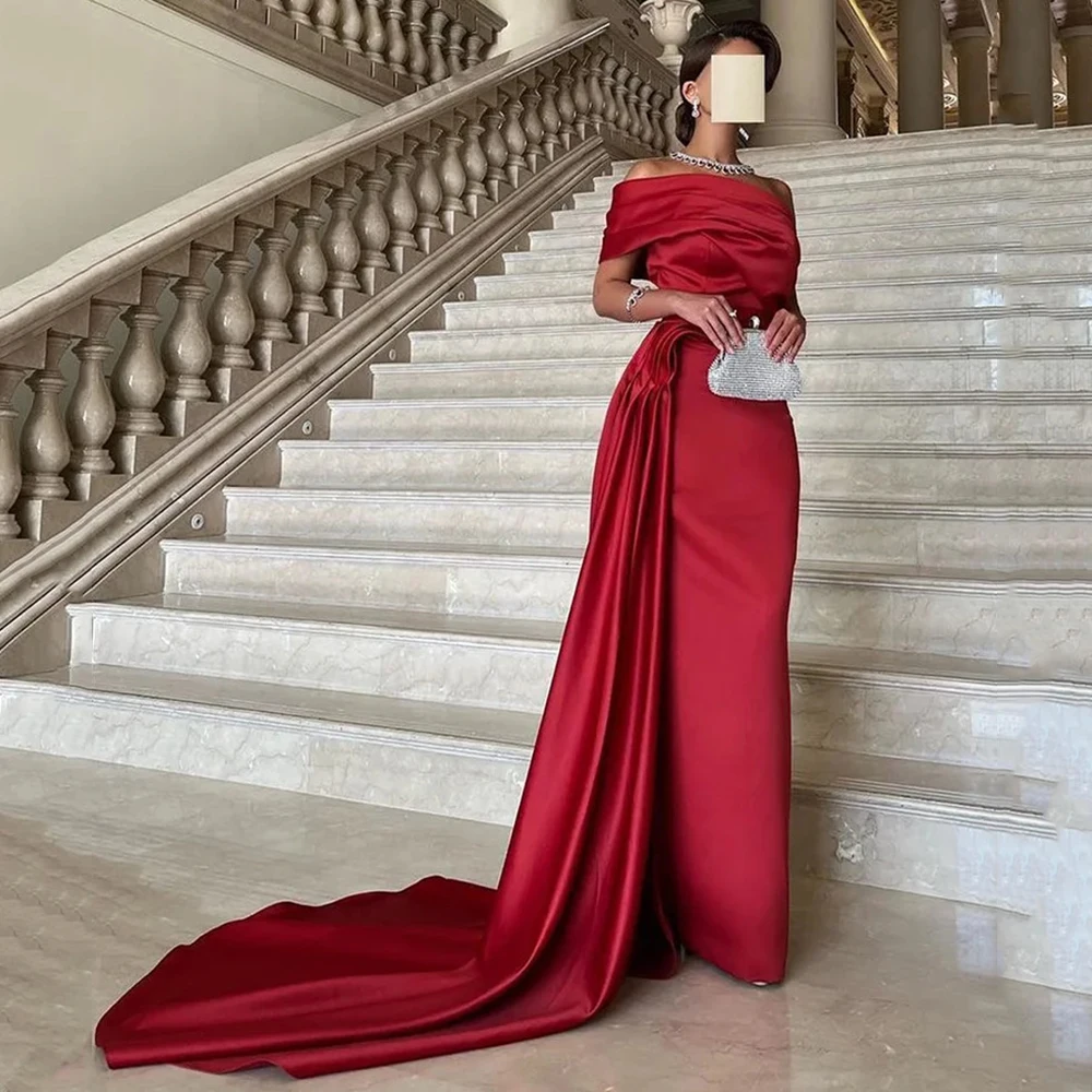 Robe de Bal Simple en Satin Rouge pour Femme, Élégante, Personnalisée, Longueur au Sol, VincFormelle, Peu importe