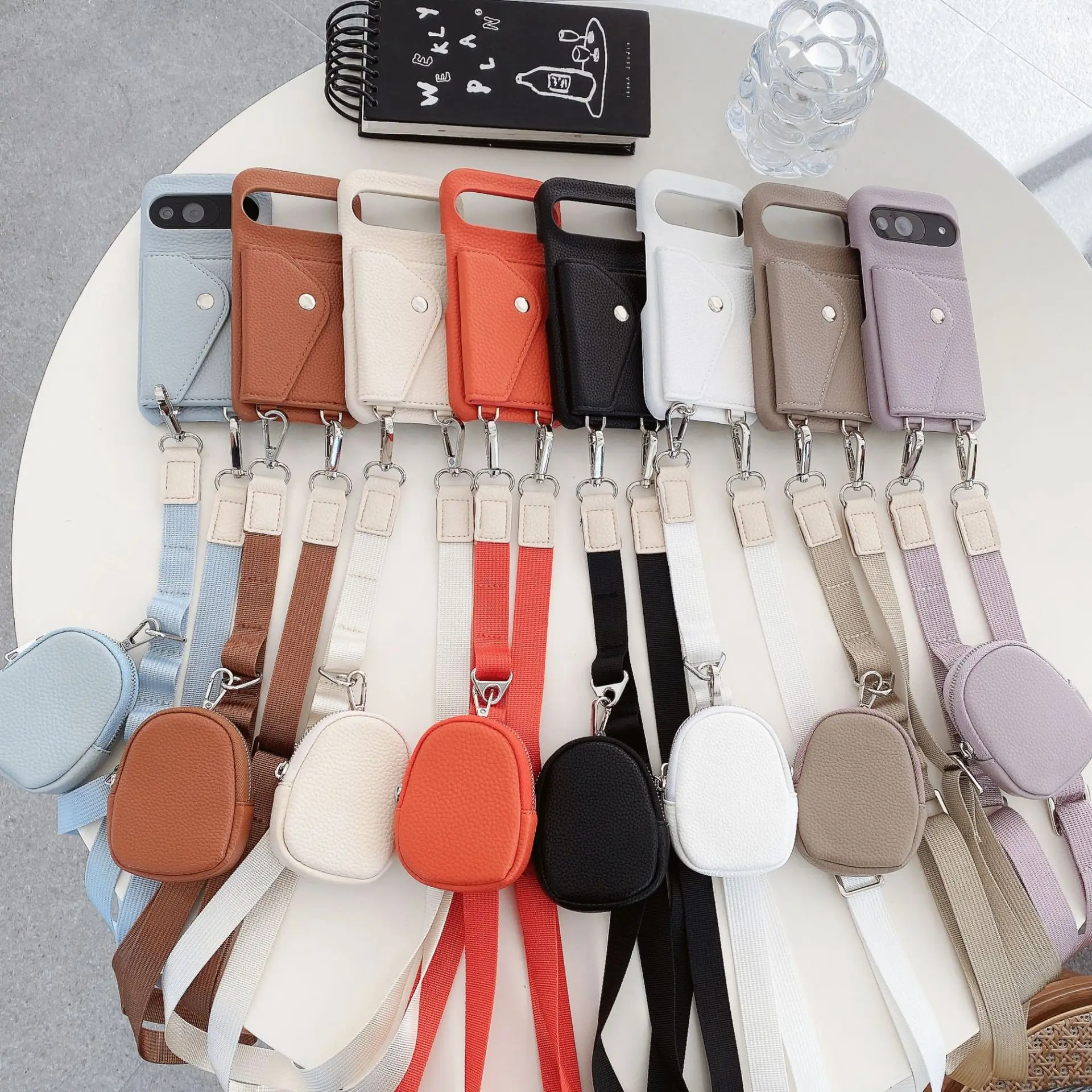 For Google Pixel8a Pixel9pro Litchi Triangle Card Bag Coin Purse Protective Case Mobile Phone Case Half Bag