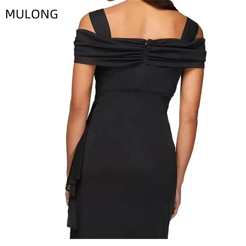 MULONG sirena negro mujer vestido para madre del novio hasta el suelo vestidos de gasa para madre de novia vestido de noche Sexy