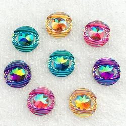 20Pcs 18mm AB Colorful flatback stones and crystals Resin Round Rhinestone trim DIY Wedding Dress craft -HB15