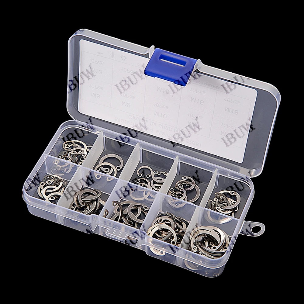 100PCS C Type Internal Circlip Retaining Clip Assortment Kit M8-M25 Stainless Steel Snap Ring Kit Set for Hole M8 M10 M14 M18