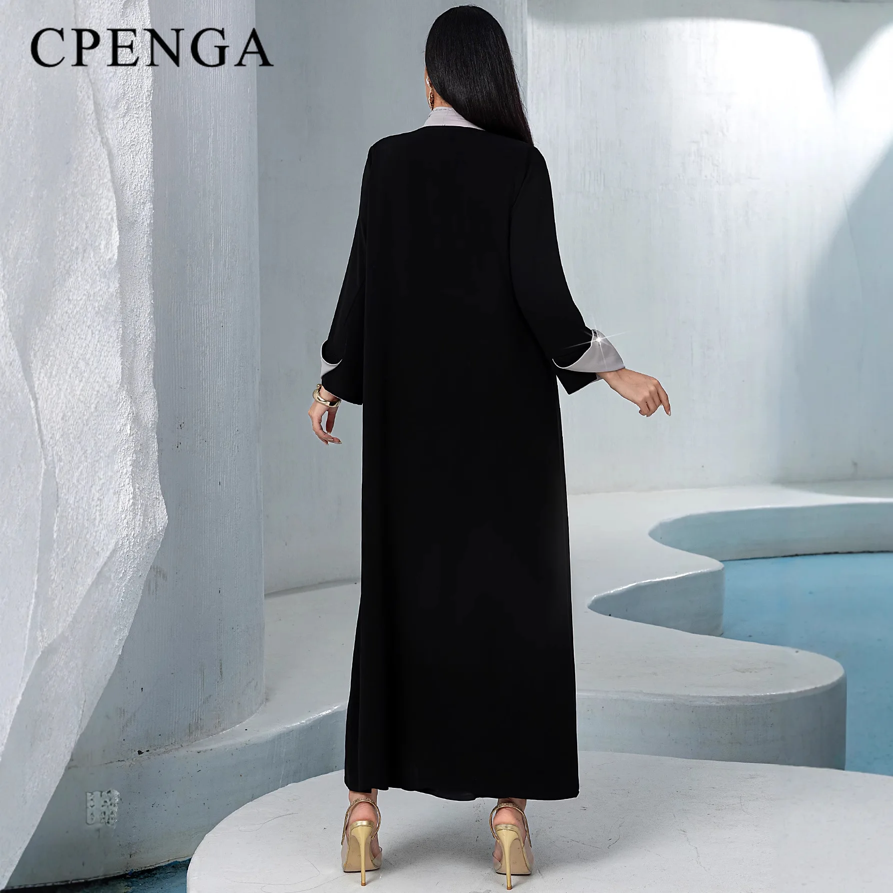 Ramadan Luxus Dubai Abaya Kleid für Muslimische Frauen Eid Nahöstliche Bescheidene Strickjacke Islam Urlaubsoutfit Türkei Jalabiya Robe