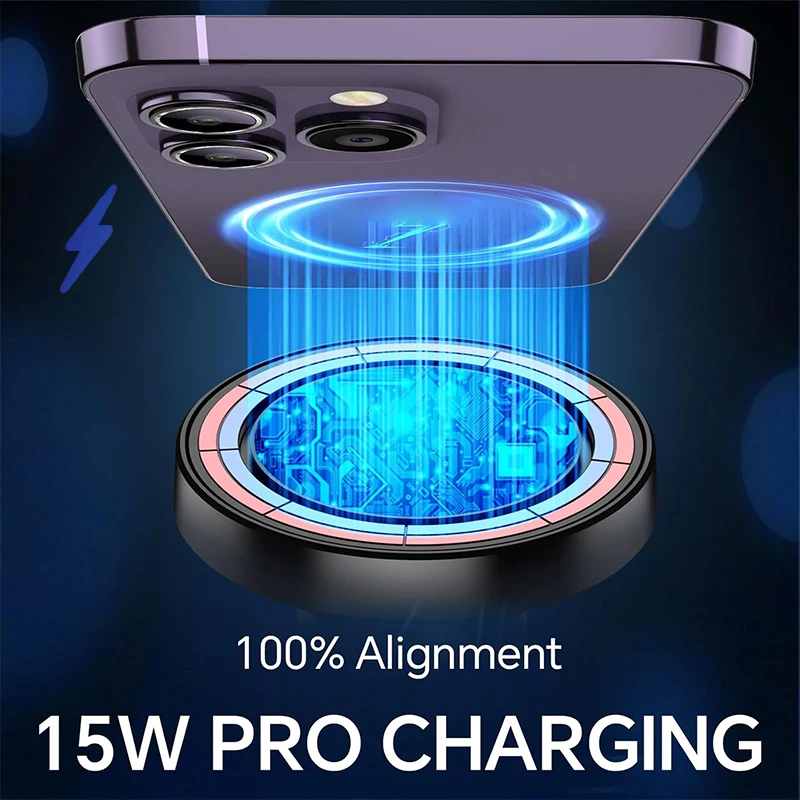 UYUXIO Magnetic Wireless Car Charger Windshield Dash 15W Fast Charging Adapter for iPhone 17 16 15 14 13 Car Mount Phone Holder
