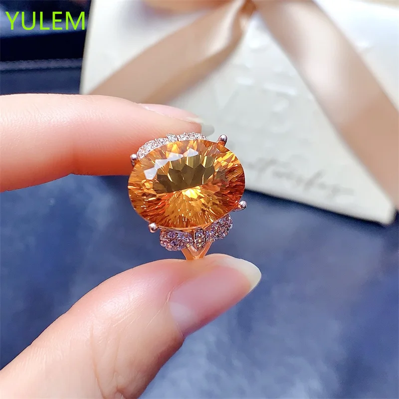 

YULEM Designed Elegant Natural Citrine 10x14mm S925 Silver Delicate Luxury Perfect for Jewelry