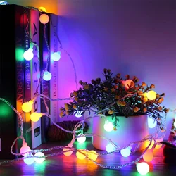 10m RGB 100 Ball LED Kranz Außen beleuchtung mit Stecker 8 Lichterkette modi für Indoor Hochzeits feier Dekoration Weihnachten