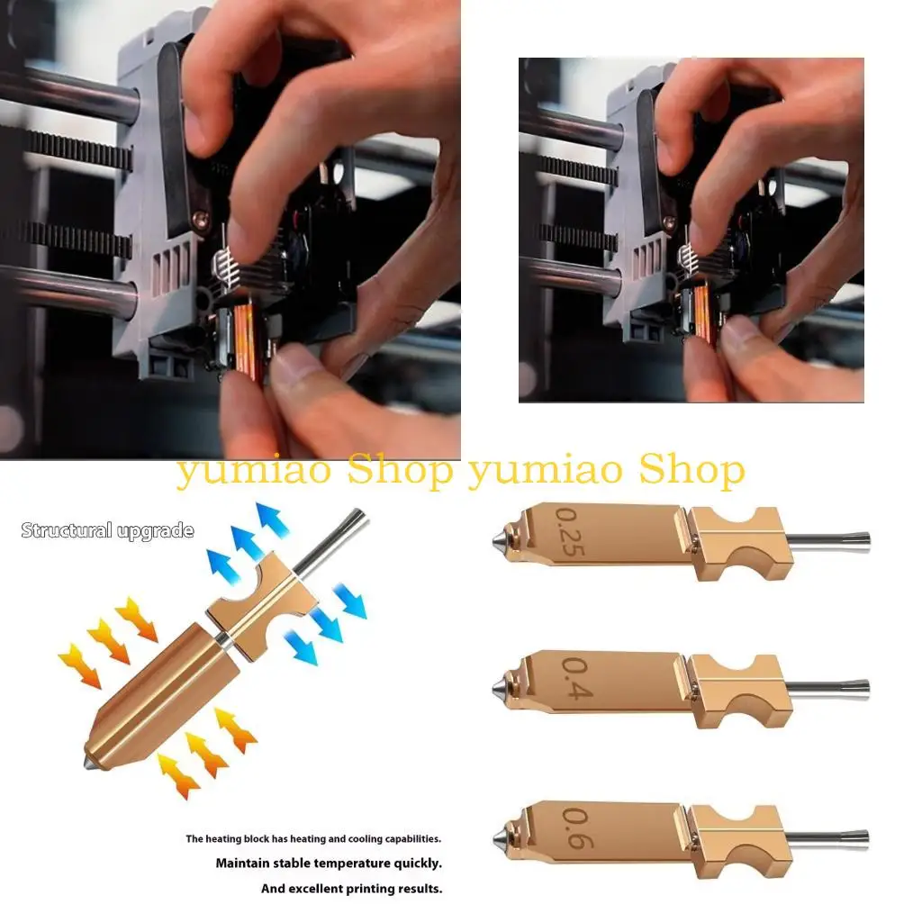 

587B Набор сменных сопел для 3D-печати. ​​Жаростойкий металлический наконечник. Вариант разного диаметра 0,25 0,4 0,6 мм.