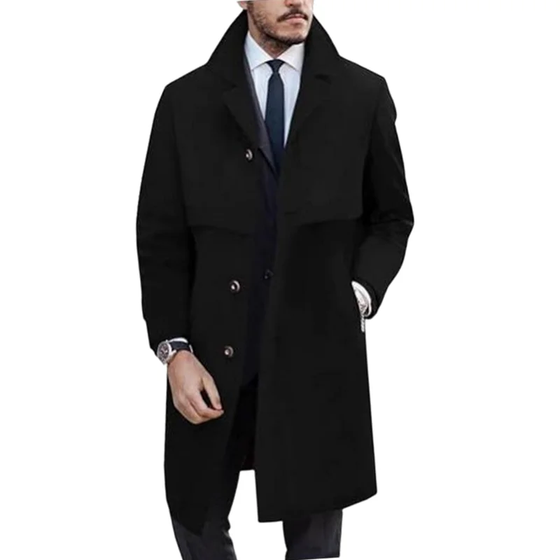 Cappotto con risvolto da uomo Office Street Casual Suit miscele di lana Outdoor con fodera giacche lunghe Eu US Size abbigliamento uomo monopetto