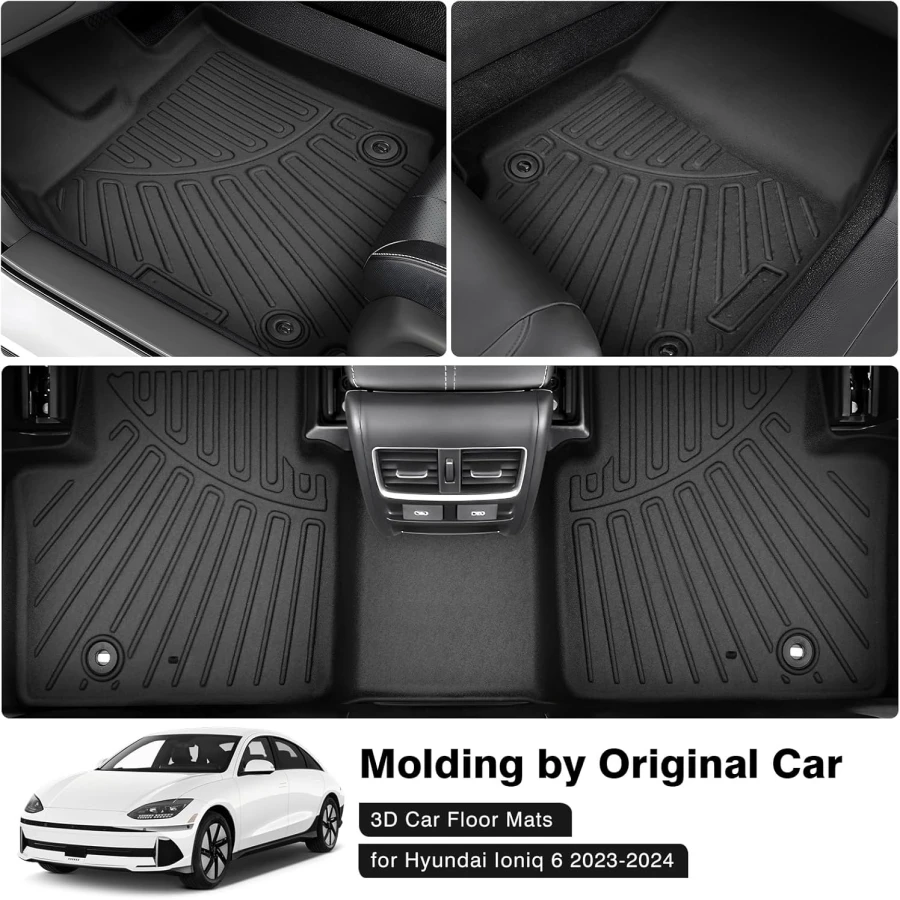 TPE Floor Mats for Hyundai Ioniq 6 2023 2024 Trunk Cargo Liner 1st & 2nd Row Liner Set All Weather Protection Floor Liners